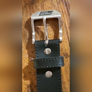 Dickies Black Leather Belt with Silver Buckle